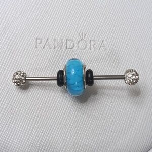 PandoraVintageSilverTurquoiseLooking Glass MuranoGlass Charm 2 Listed Separately